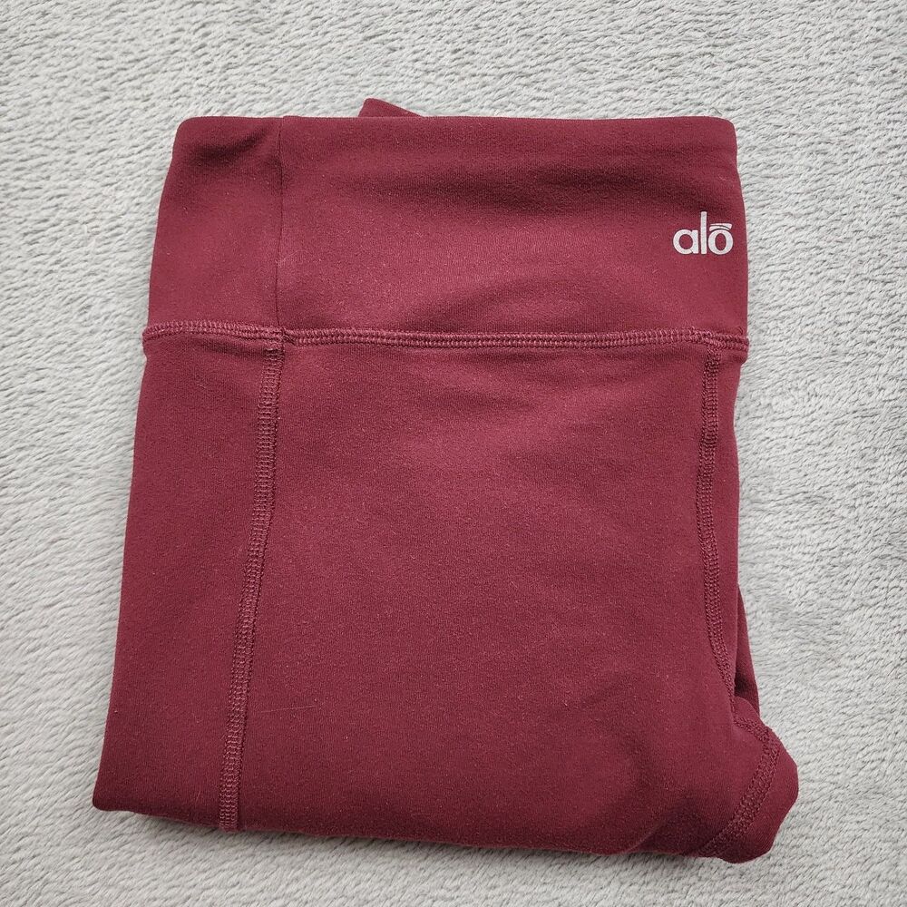 ALO Womens L Maroon Yoga Leggings Activewear Stretch Performance High Rise